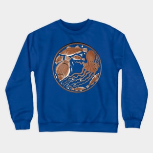 Greek Fish and octopus drawing Crewneck Sweatshirt